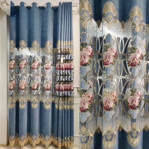 New Chinese Embroidered Cashmere Chenille Thickened Curtains for Living Room Bedroom and Dining Room Balcony Curtains Windows