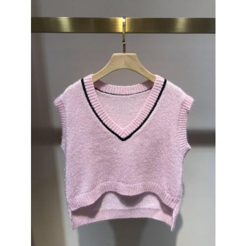 New women fashion 2021 sleeveless sexy casual woolen vest 0323