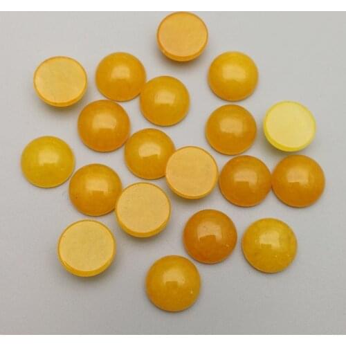 Wholesale fashion yellow color stone beads charms 12mm round cab cabochon no hole for jewelry making 50pcs/lot Free shipping