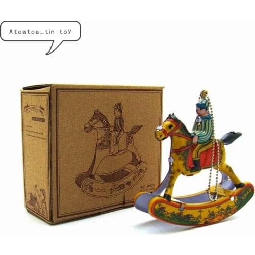 Classic Vintage Clockwork Christmas rocking horse pendant Photography Children Kids Adult Collectible Tin Toys