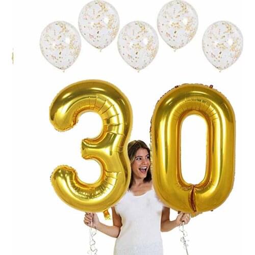 Gold number balloons for 16 18 20 21 30 40 50 60 70 80 years old Adult Birthday Party Anniversary Decoration backdrop favor gift