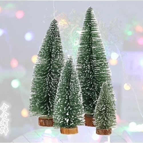 String Light White Cedar Snow Pine Tree Mini Pine Needles Flocking Christmas Tree Desktop Decor Ornaments Supplies Gifts