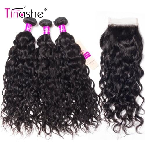 Tinashe Hair Water Wave Bundles With Closure Remy Brazilian Hair Weave Bundles Human Hair 3 Bundles With Closure
