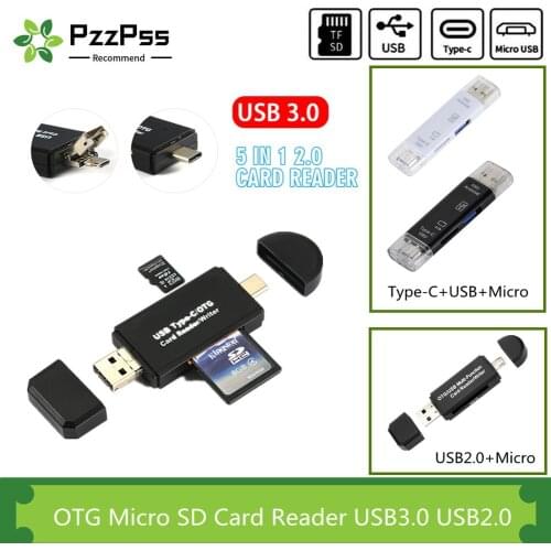 PzzPss OTG Micro SD Card Reader USB3.0 Card Reader USB2.0 Suitable for USB Micro SD Adapter Flash Drive Smart Memory Card Reader