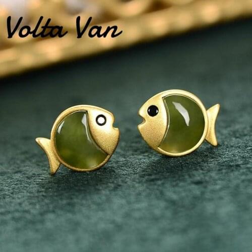 Volta Van Jasper Stud Earrings 925 Sterling Silver 2021 New Fine Jewelry Elegant Small Fish Trendy Concise Fashion Women Earring