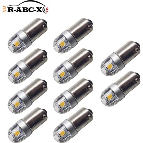 RUIANDSION 10Pcs BA9S T4W 3030SMD Car Trunk Lamp Dome Side Light LED Dash Board Bulb Panel Non Polar 6V 12V 200Lm 6000K 4300K