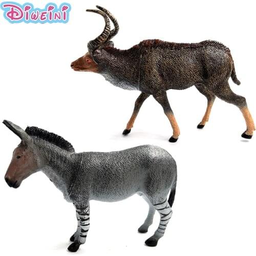 2Pcs Antelope Zebra donkey animal model doll Plastic fairy garden decoration accessories action figure hot set toys for children