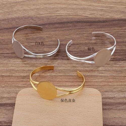 20pc 25mm Flat Glue Pad Copper Bangle Base Bracelet Blanks Tray Bezel Brass Cuff Bracelet Setting Cabochon Cameo