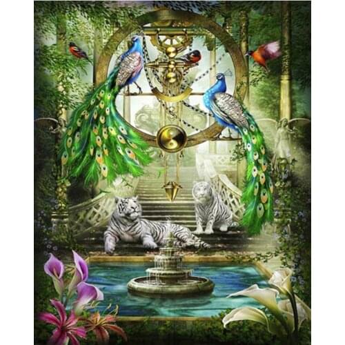 5D DIY diamond Painting full square round drill embroidery Tiger Bird Peacock picture Diamond Mosaic Cross Stitch Home Decor