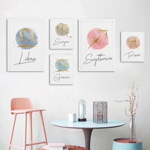 Constellation Astronomy Stars Poster Home Decor Canvas Painting Watercolor Astrology Sign Paintings Kids Living Room Decoration