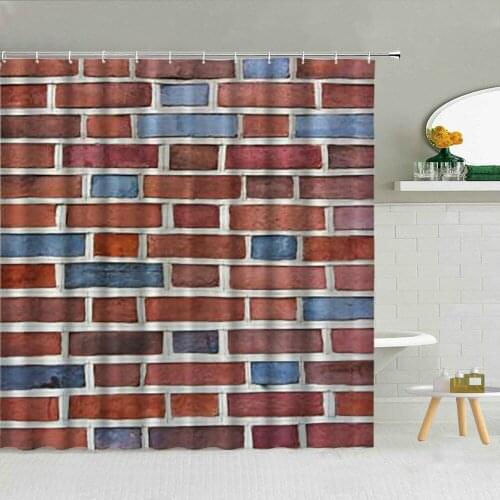 Seamless Brick Wall Shower Curtain Sets Background Decoration Bathroom Curtains Geometric Pattern Waterproof Fabric With 12 Hook