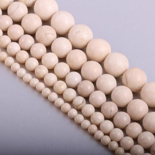 Natural Albino stone Round Loose Beads 4 6 8 10 12 MM Pick Size for Jewelry Making 15" Strand