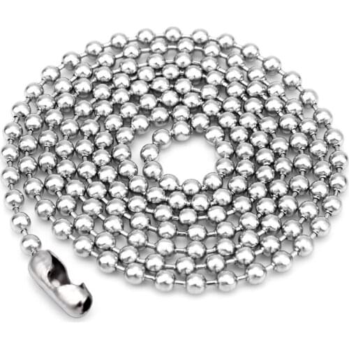 Ball Bead Necklace Chain Keychain 2.4mm Stainless Steel Dogtag Chains Floating Locket Necklace for DIY Jewelry Making
