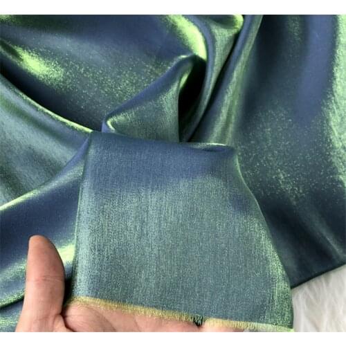 CF621 Luster Blue&Green Silk Linen Summer/Autumn Thin Super Soft Fabrics For Fashion Dress Pajamas Career Suits Trousers Fabrics