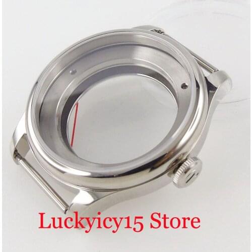 Stainless Steel PARNIS Polished 39mm Watch Case fit ETA 2836 MIYOTA 8215 821A 8205 MINGZHU 2813 Seeing Back