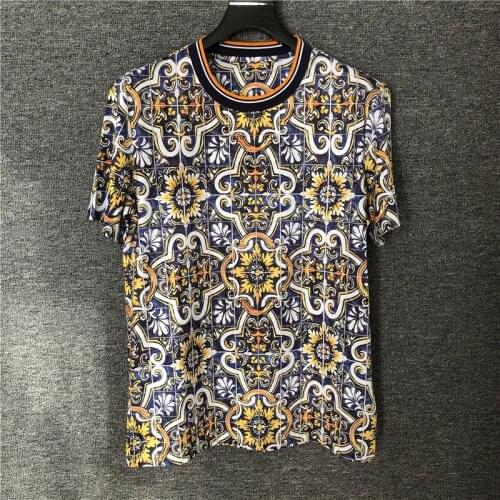 Euramerican Hot fashion Men/womens floral print casual Tee tops High quality Mens comfort T-shirt C140