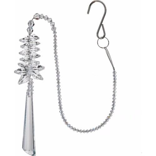 H&D Clear Hanging Crystal Garland Wedding Strand with Octagon Beads Prism Pendant,20 inch