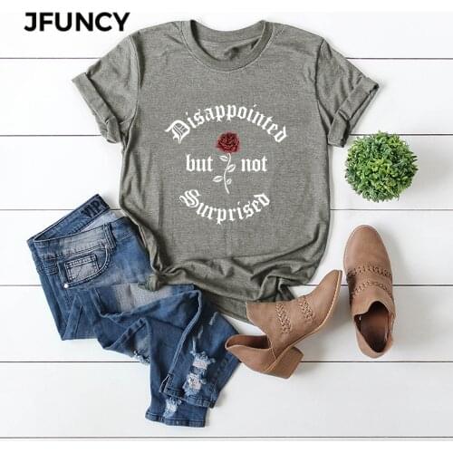 JFUNCY Plus Size Women Tops Cotton T-shirt Summer Short Sleeve Oversize Tshirt Flower Print Casual Loose Female Tee Shirts