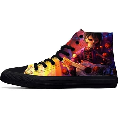 Cool Skull Print Mens Canvas Shoes Custom Design Mens High Top Canvas Sneakers Fashion Casual Flat Shoes for Male Footwear