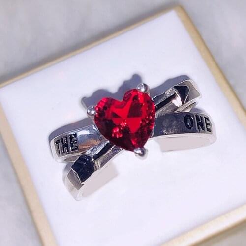 THE ONE Arrow Cupids Arrow Letters Ruby Zircon Ring