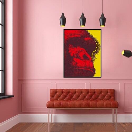 Red Monkey Yellow Background Music Studio Pictures Living Room Wall Art Decor Animal No Frame Poster Oil Painting Decoration