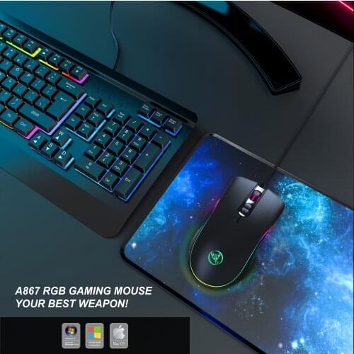 Mechanical Keyboard +A867 mouse Wired Gaming Keyboard RGB Mix Backlit 104 Blue Switch For Game Laptop PC