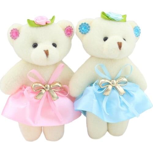 Kawaii Teddy Bears Stuffed Plush Doll Mini Cartoon Bouquet Teddy-Bear Wedding Children Toy Girl Gift Phone Keychain Pendant