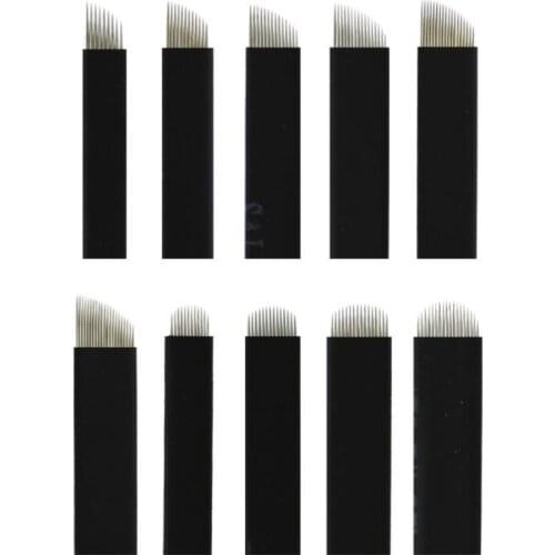 Nano Black 0.16mm 500pcs Flex 12U 14U 16U 18U 21U Microblading Needles Permanent Makeup Eyebrow Tattoo Needles Blade