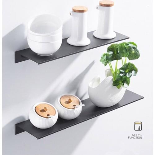 Wall Mount Black Space Aluminum Bathroom Shelf Kitchen Shelves Shower Caddy Storage Rack 30\40\50\60cm Shampoo