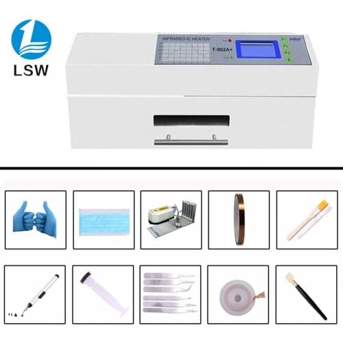 New Arrival PUHUI T-962A+ Infrared IC Heater T962A+ Reflow Oven BGA SMD SMT LED PCB Rework Station T 962A Plug Soldering Station
