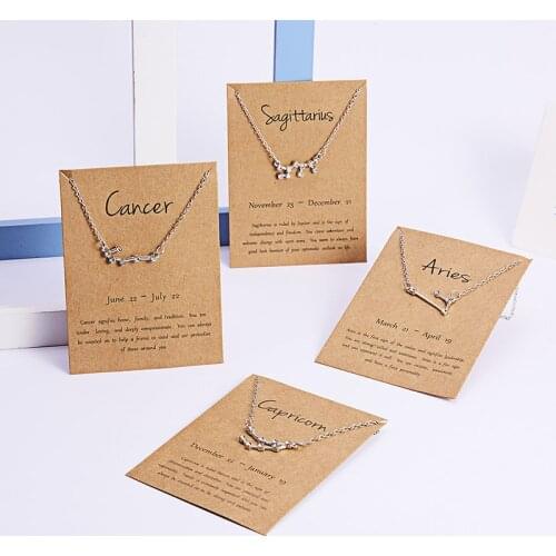 12 Constellation Zodiac Necklaces Horoscope Sign Zircon Korean Jewelry Star Galaxy Libra Astrology Women Necklace Gift