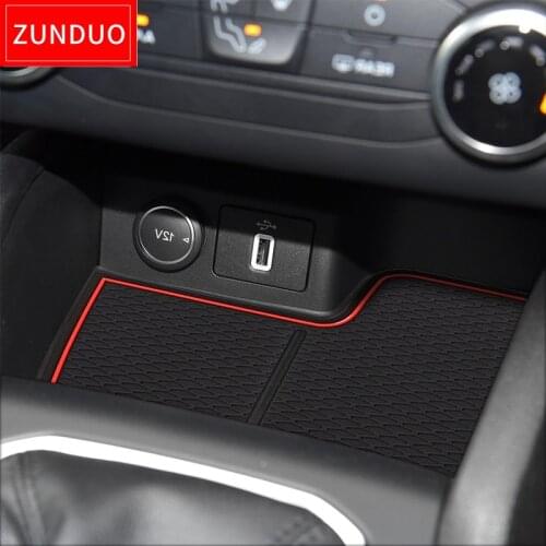 ZUNDUO Gate slot pad For Ford FOCUS 2019 Interior Door Pad/Cup Non-slip mats RED BLUE WHITE 10 pcs