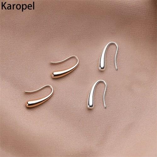Karopel Personality Water Drop Silver Rose Gold Earrings Silver Color Small Cute Earring For Women Girl Gifts Jewelry Gift