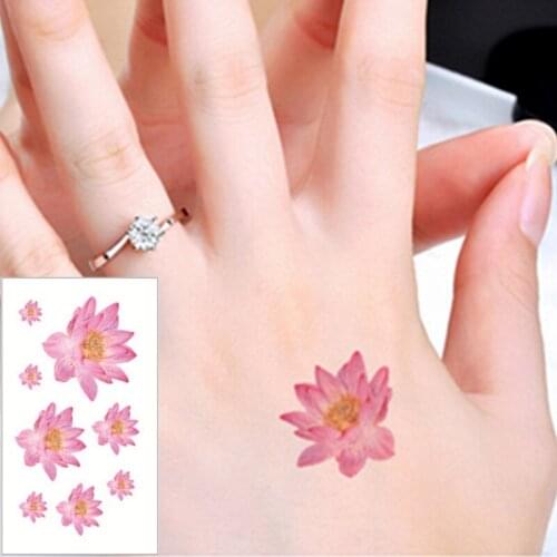SHNAPIGN Pink Lotus Flash Tattoo Hand Sticker 10.5*6cm Small Waterproof Henna Beauty Temporary Body Sticker Art FREE SHIPPING