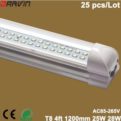 LED tube light 28W 4ft 1.2m T8 Integrated Led Lamp Replace Fluorescent Tube Double Led Stripes AC85-265V high quality