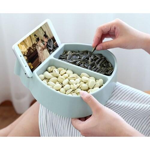 Living Room Ladybug Shape Lazy Snack Bowl Plastic Snack Storage Box Bowl Lazy Fruit Melon Seeds Plate Bowl With Phone Carrier