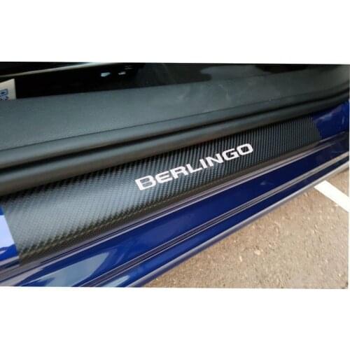 Carbon Fiber Vinyl Sticker Car Door Sill Protector Scuff Plate For Citroen Berlingo Car Accessories