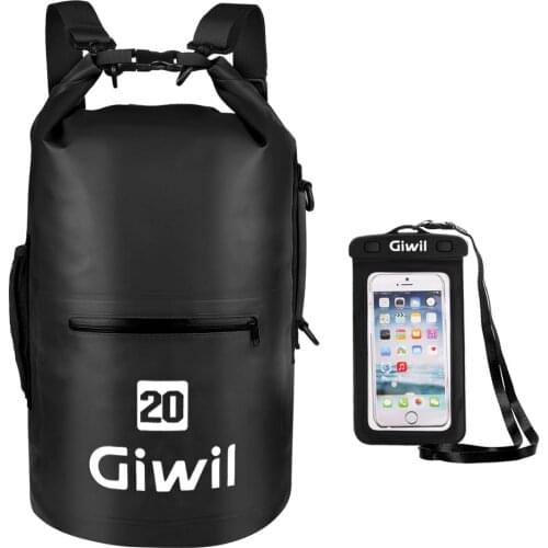 Waterproof Dry Bag Backpack 20L Dry Sack with Phone Case Pocket-Pouch Waist Pack Keeps Gear Dry for Fishing Kayaking Boating