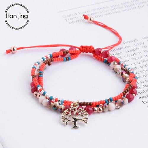 Fashion Boho Gold Tree Of Life Pendant Charm Bracelets For Women Red String Weave Rope Cuff Bracelet Lucky Jewelry Gift pulseras