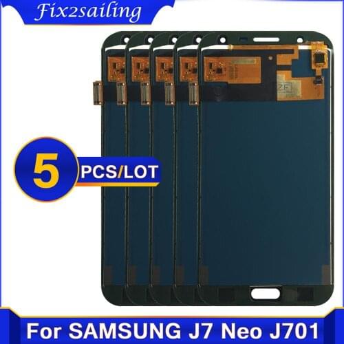 5 Pcs TFT 5.5" For SAMSUNG Galaxy J7 neo J701 J701F J701M LCD Display No Dead Pixel Touch Screen Sigitizer Assembly Replacement