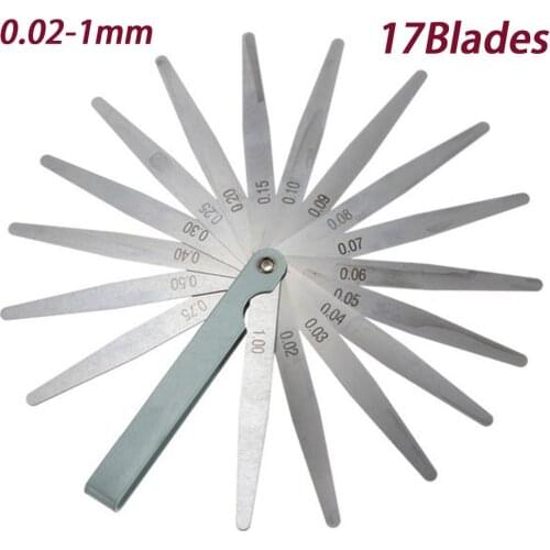 1 Set Metric Feeler Gauge 17/20 Blades 0.02-1.00mm Stainless Steel Foldable Thickness Gap Filler Feeler Gauges Tools