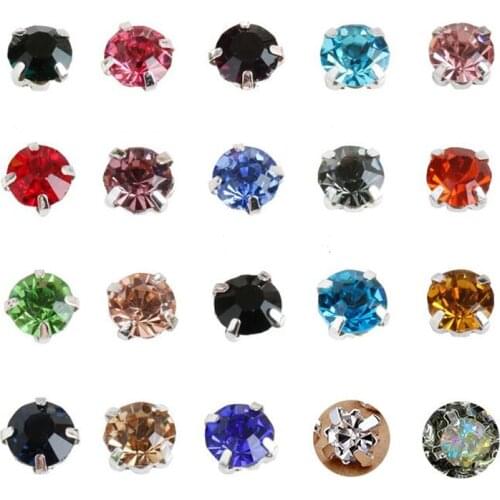 100pcs Multi Colors 3mm 4mm Crystal Glass Sew on Rhinestones with silvery claw For DIY jewelry Clothing Accessories