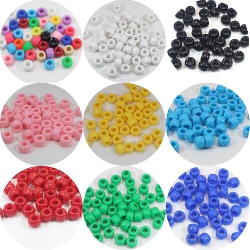 200 Acrylic Barrel Pony Beads 9X6mm Various Colour for Kids Craft Kandi Bracelet