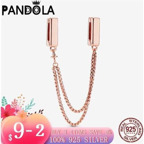 2021 new 925 Sterling Silver Safety Chain Clip Charm Beads Bracelet Fit Original Pandora Bracelet DIY Jewelry For Women Bracelet