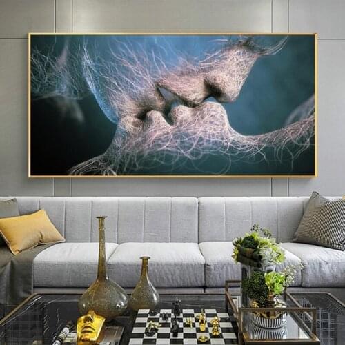 Abstract Sexy Lover Kiss Canvas Art Posters And Prints Modern Kiss Canvas Paintings On the Wall Art Pictures For Living Room