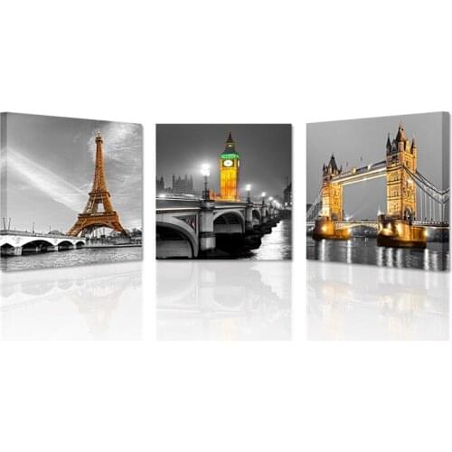 Diamond painting cross stitch kits 3 Panel Paris Tower City Building London Bridge Big Ben Landscape diy 5d Diamond Embroidery