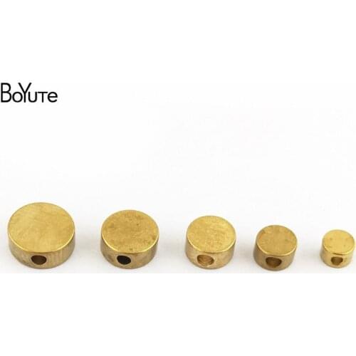 BoYuTe (100 Pieces/Lot) Round 4-5-6-7-8MM Metal Brass Beads Diy Hand Made Spacer Beads Jewelry Making