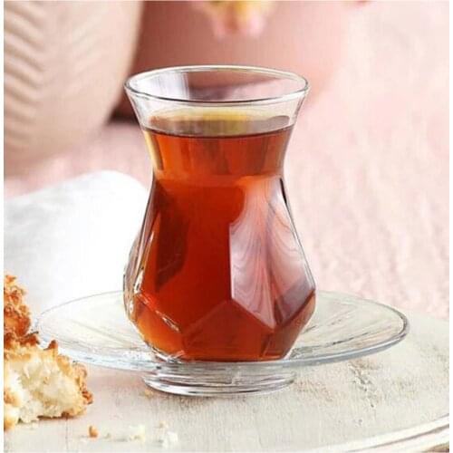 Lava Alya Tea Set 12 Piece Modern Design Tea Cup Set-Slim Waisted Turkish Breakfast Glass-Tea Cup