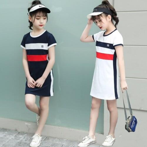 DIIMUU Summer Fashion Children Clothing Kids Girls Dress Clothes Tops 1PC 5-13 Years Kids Baby Girl Casual Dresses