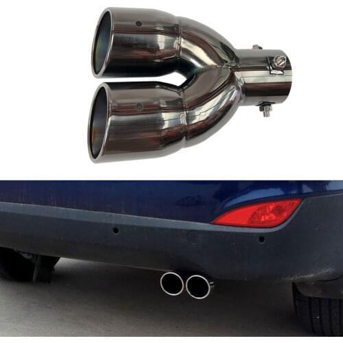 Car Dual Exhaust Tip Bolt-on Slant Cut Rolled Edge Stainless Steel Exhaust Tailpipe Muffler Tip Black Titanium